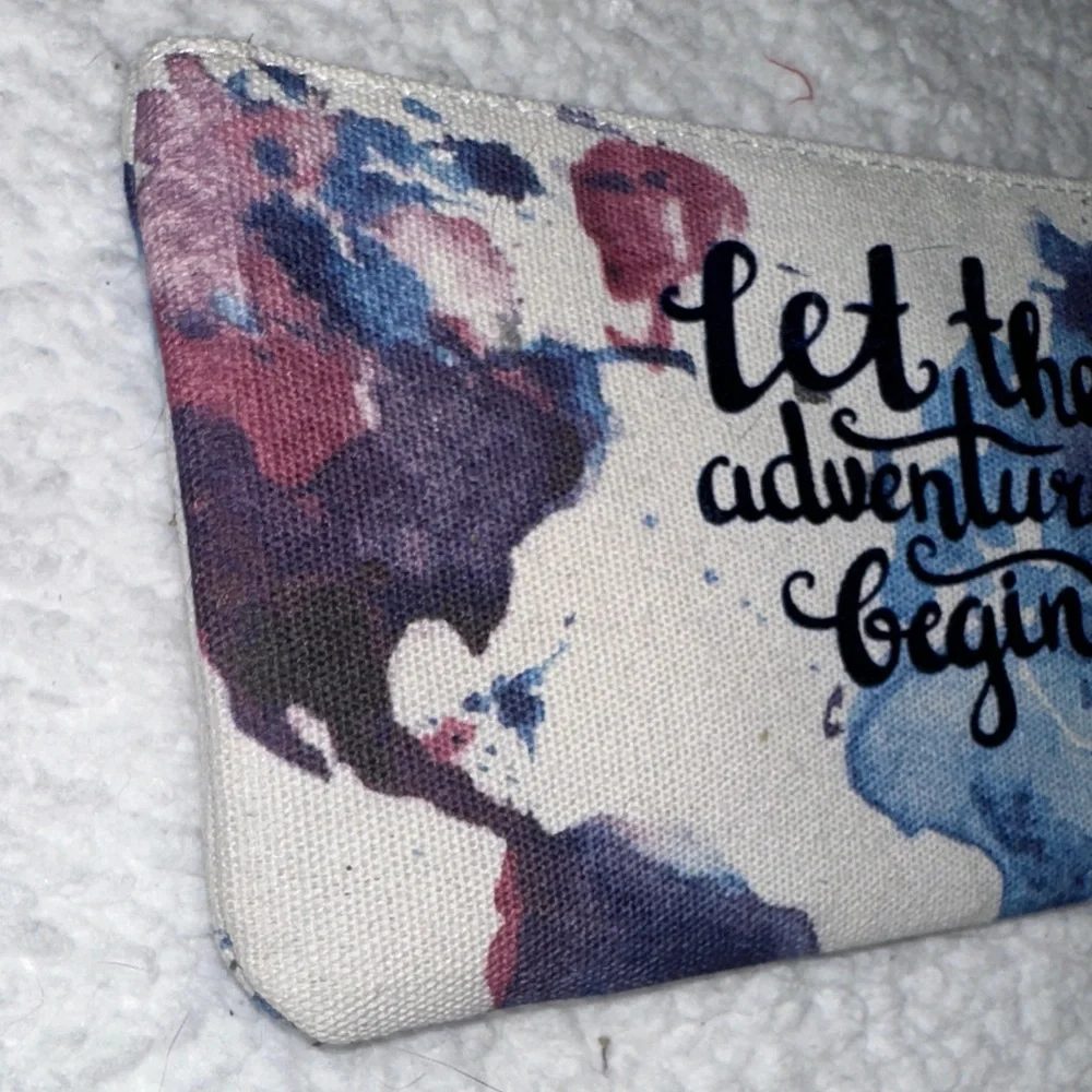 Pencil Pouch Colorful Canvas Inspirational Adventure Accessory Makeup Bag